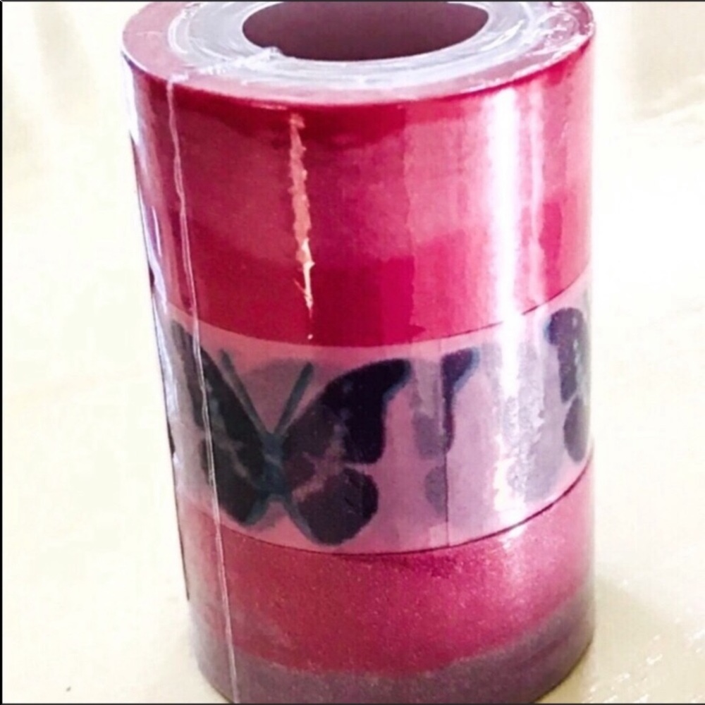 IKEA Washi Tape 3 Rolls 5 Meters Pink Purple Watercolor Butterflies Paper Crafts